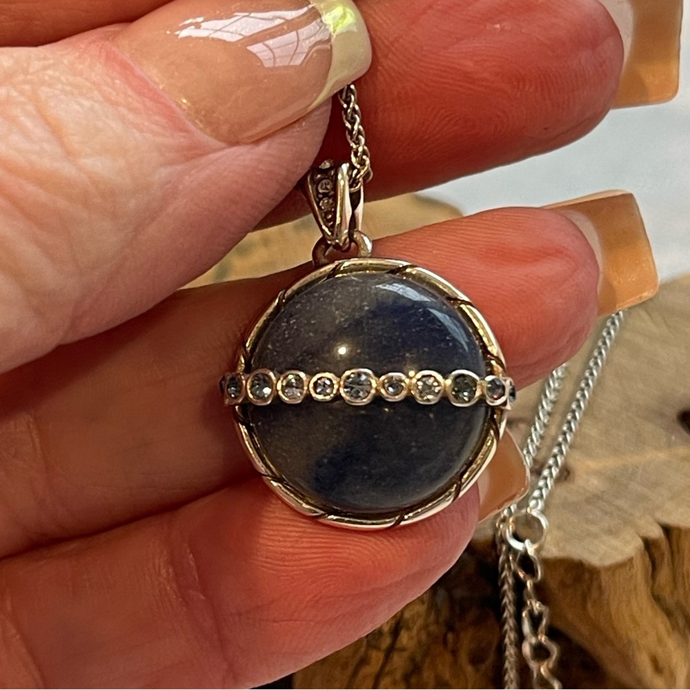 Brighton Moon Necklace Pave Crystals Pendant 10in Chain
